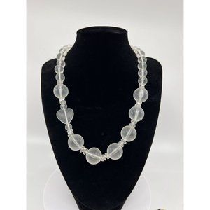 Vintage Frosted Lucite Bead and Heart Necklace Beaded Runway